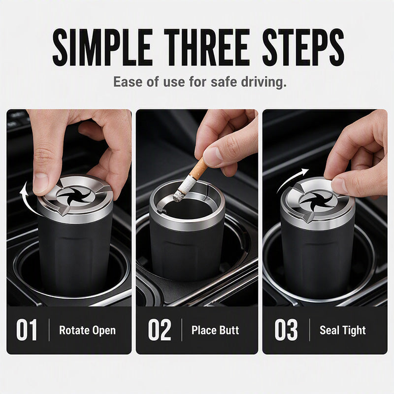 🎉 2026 Sale Rotating Car Ashtray with Ceramic Inner Liner
