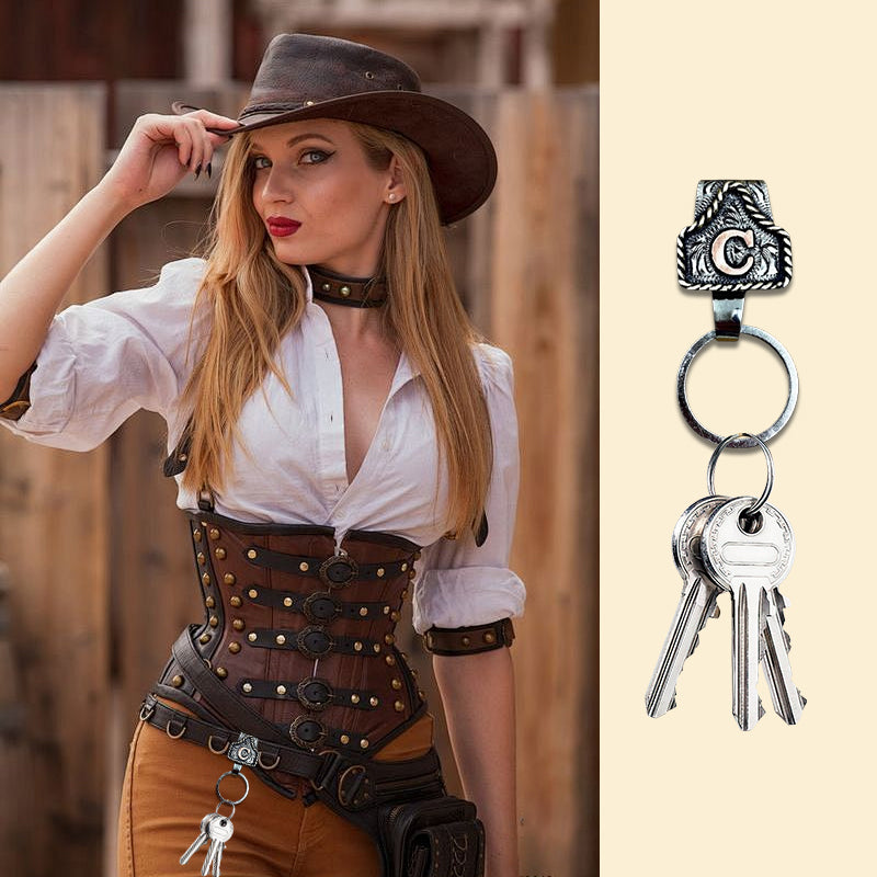 Western A–Z Initial Keychain
